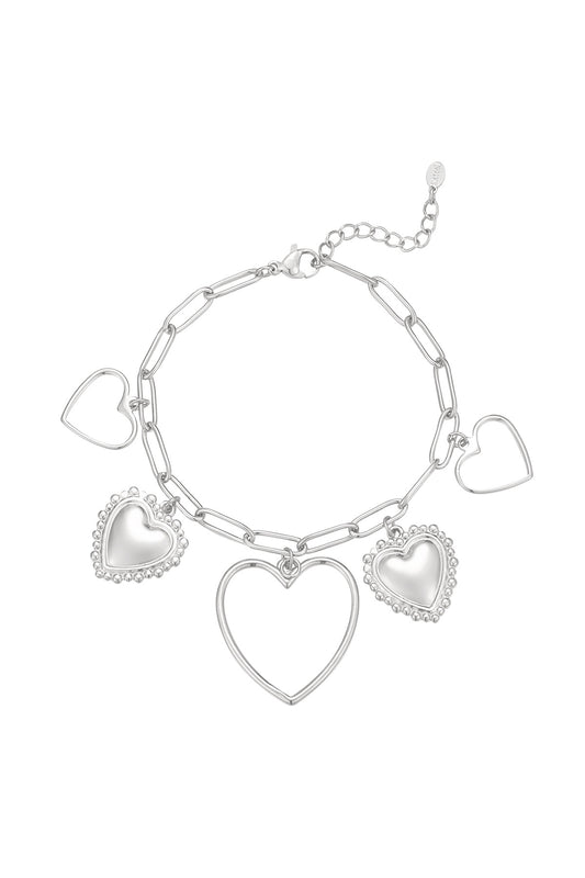 Open hearts armband - zilver