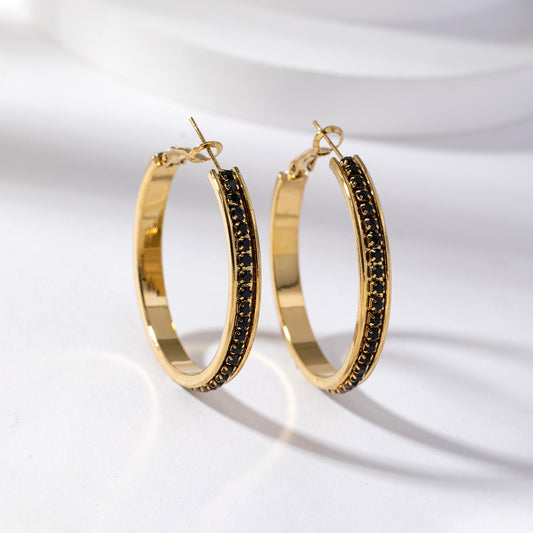 Hoops strass -zwart