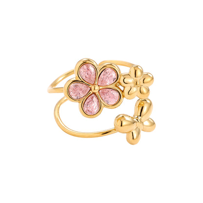 Flower butterfly ring