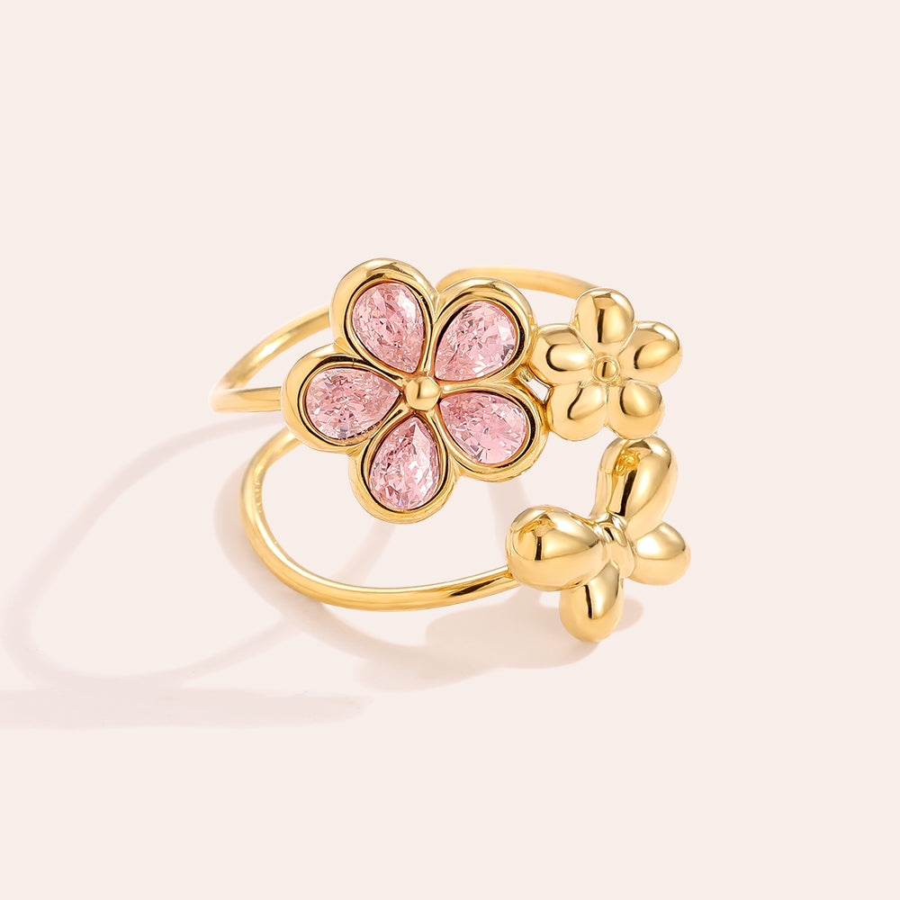 Flower butterfly ring