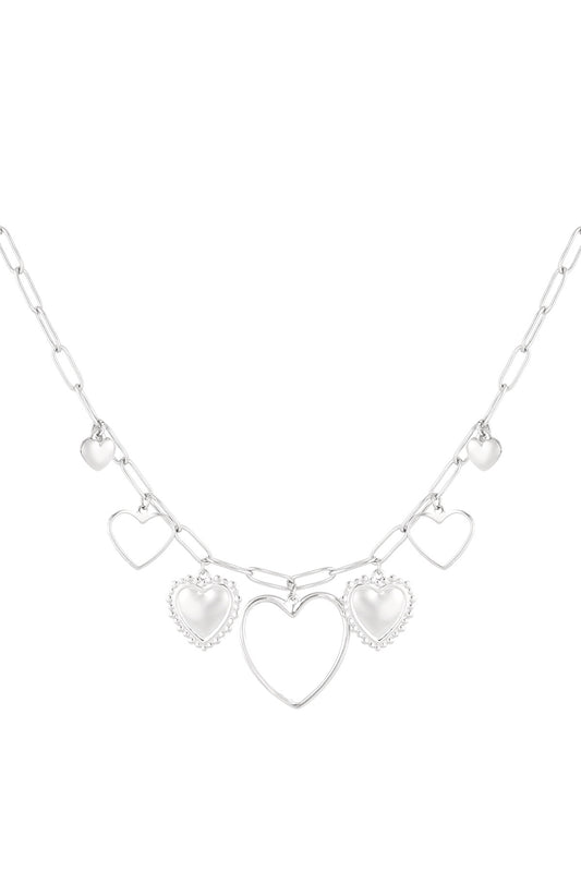 Open hearts ketting - zilver