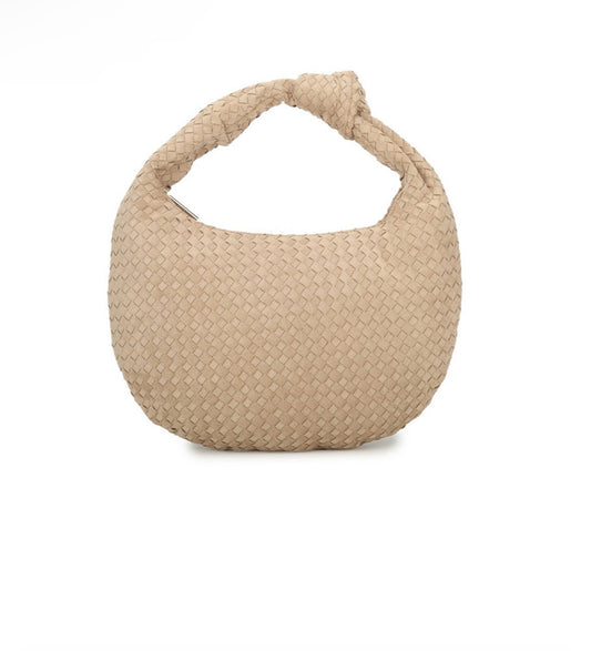 Suedelook handtas licht taupe