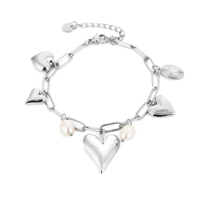 Bedelarmband met parels -zilver