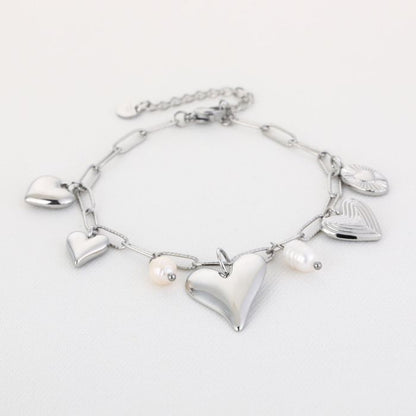Bedelarmband met parels -zilver