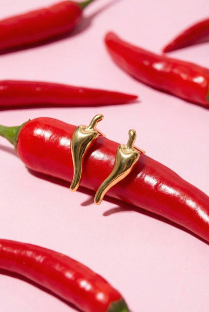 Oorlnopjes chilli peper -goud