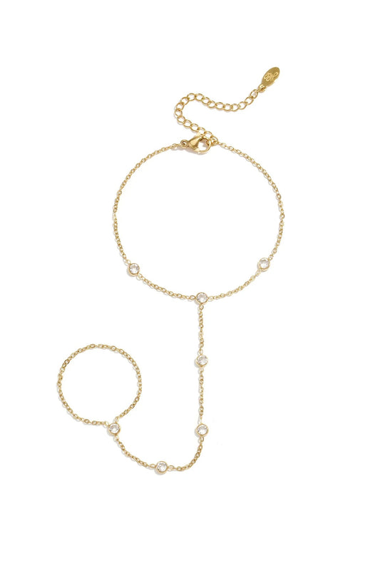 Handchain met ronde steentjes -goud