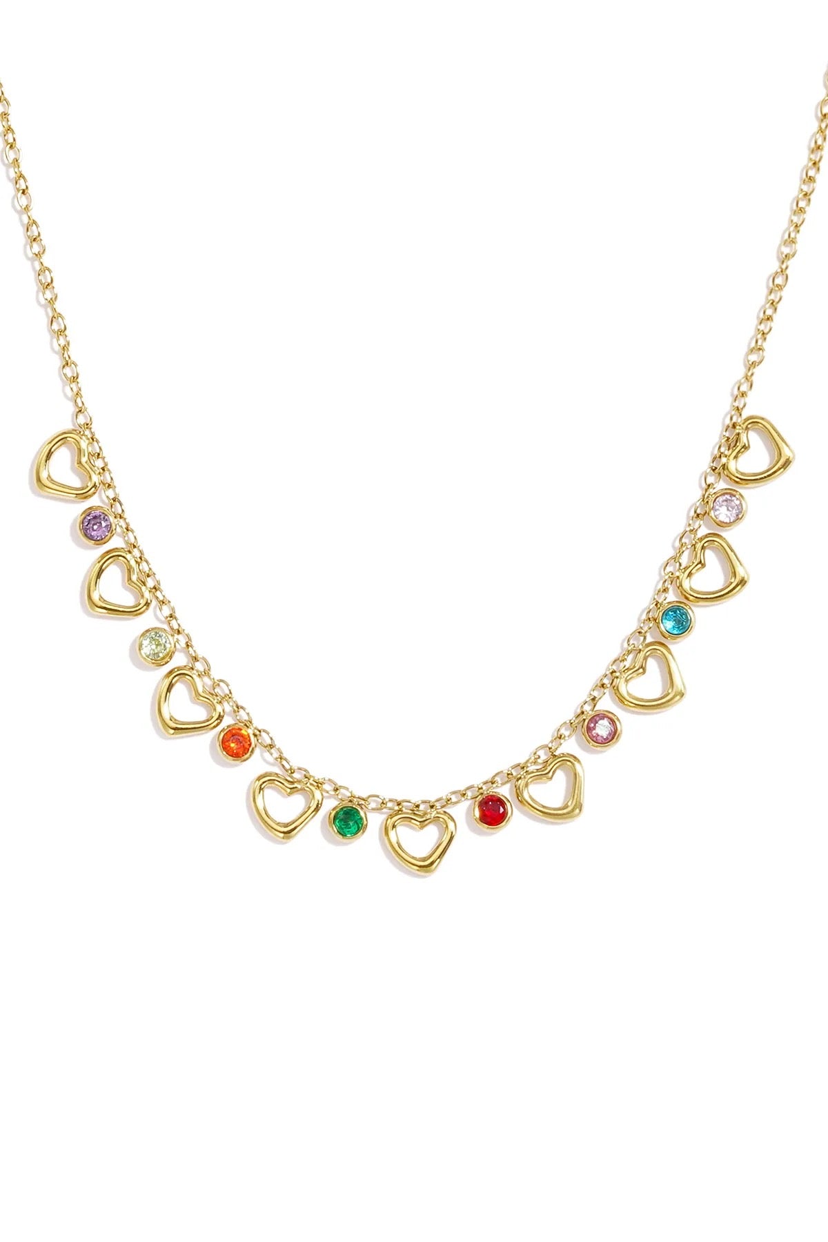 Hangerketting met hartjes -goud