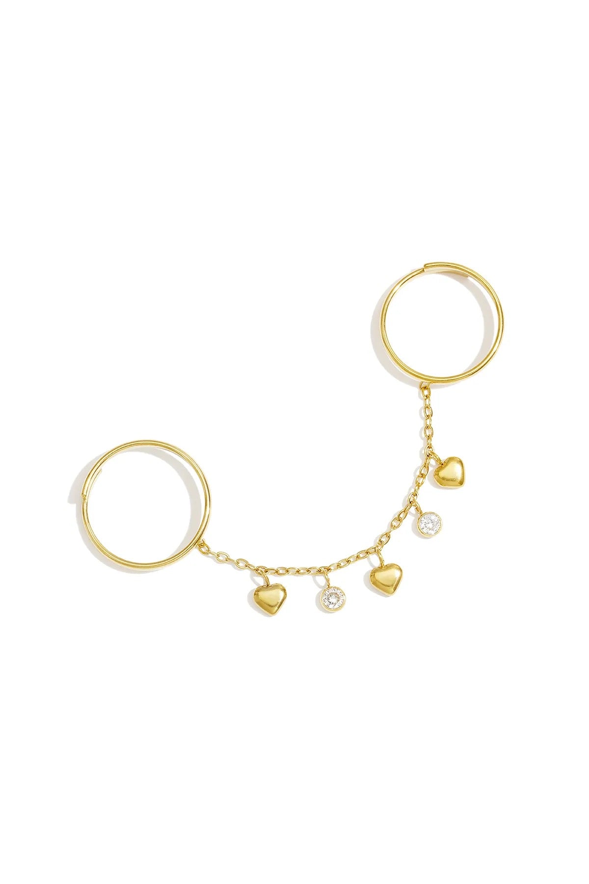 Double ring heart and strass