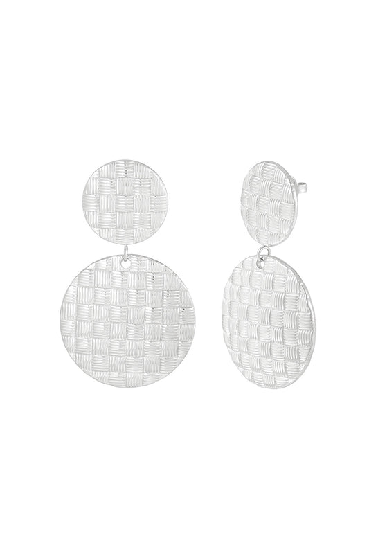 Textured Rounds oorbellen -  zilver