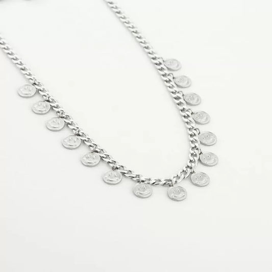 Bedelketting smiley - zilver