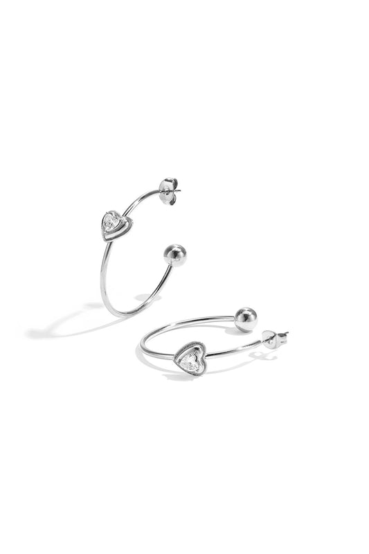 Creolen met hart -zilver