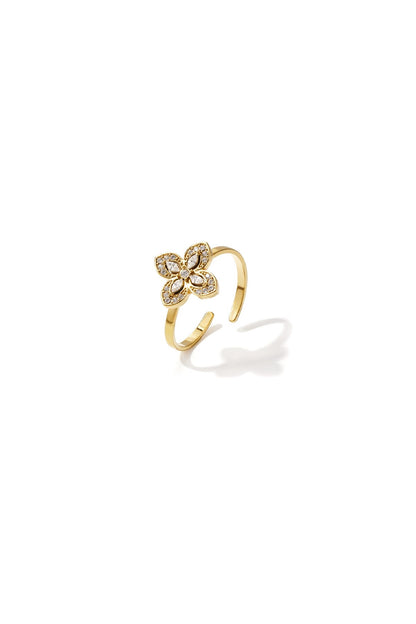 Statement ring met belegde klaver -goud
