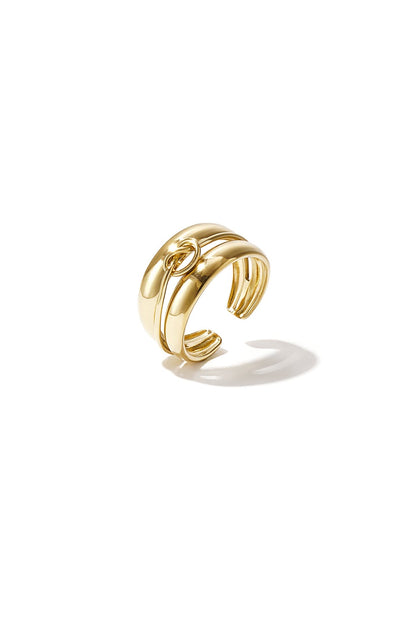 Gelaagde ring met gedraaid detail -goud
