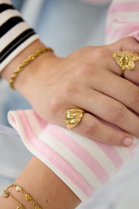 Verstelbare ring met bubbels -goud