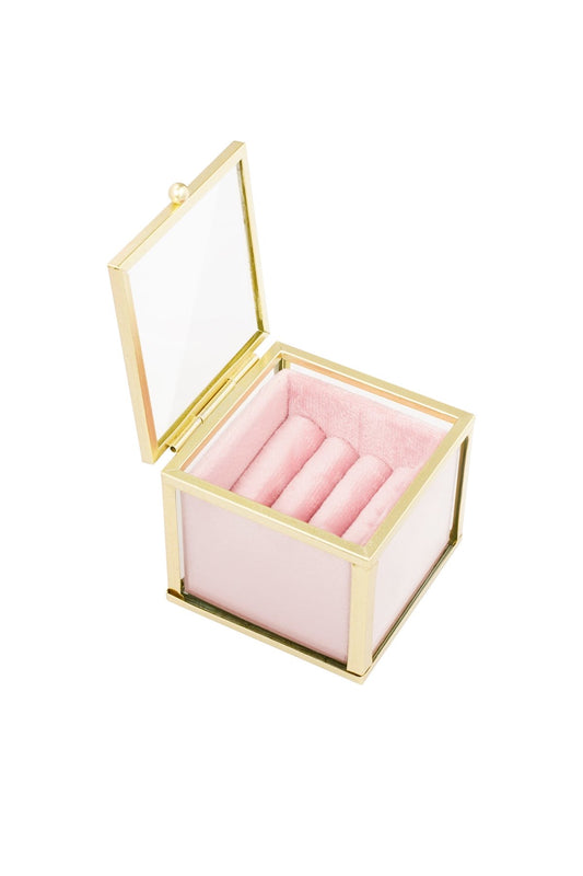 Glazen ringendisplay -roze