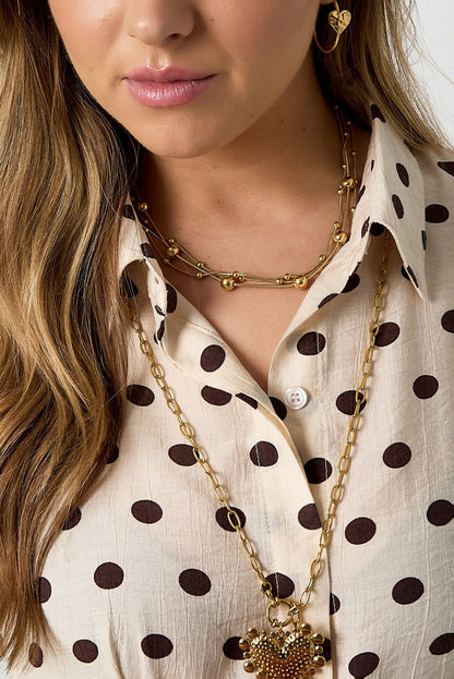 Ketting met lagen en polkadots -goud