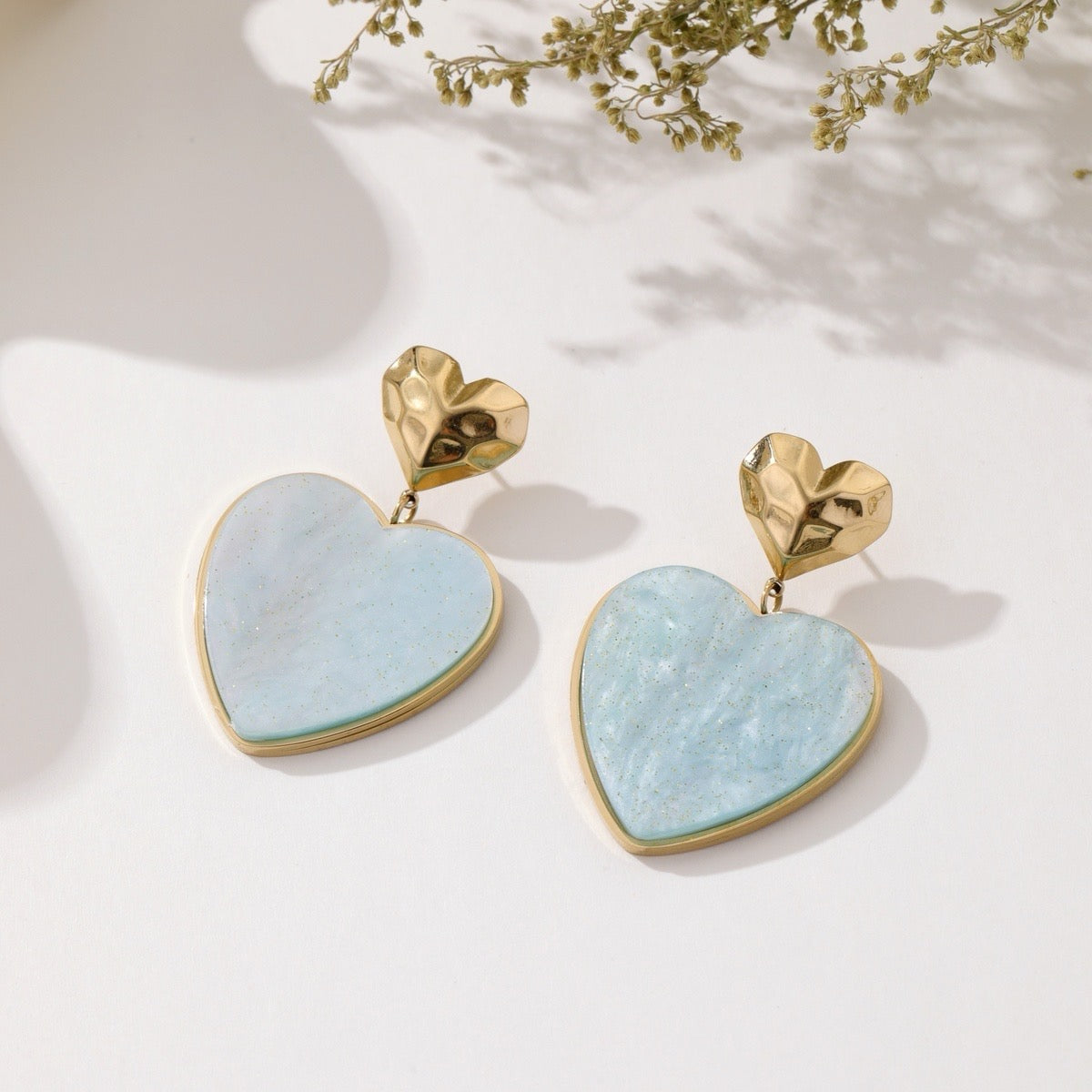 Heart oorbellen -blauw