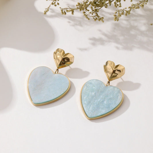 Heart oorbellen -blauw