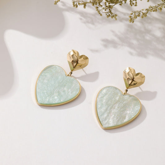 Heart oorbellen - green