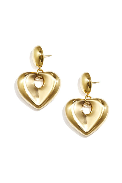 Statement puffy heart oorbellen -goud