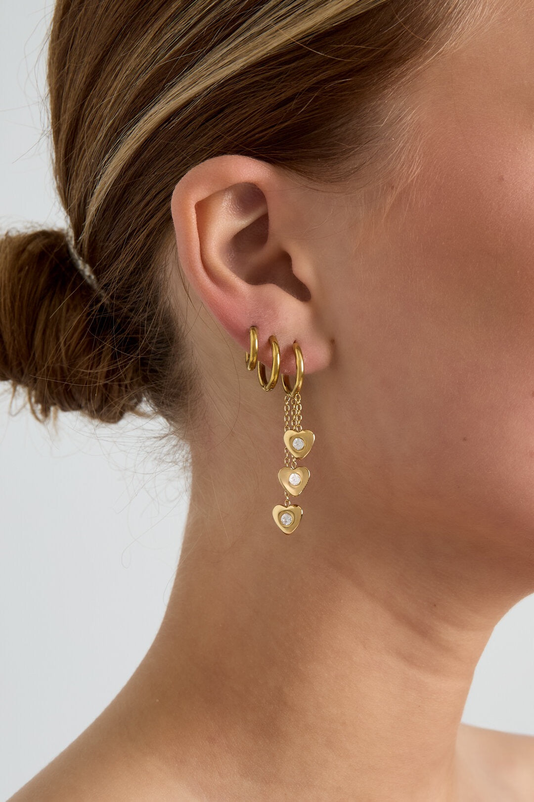 Oorbellen met hartjesmotief -goud