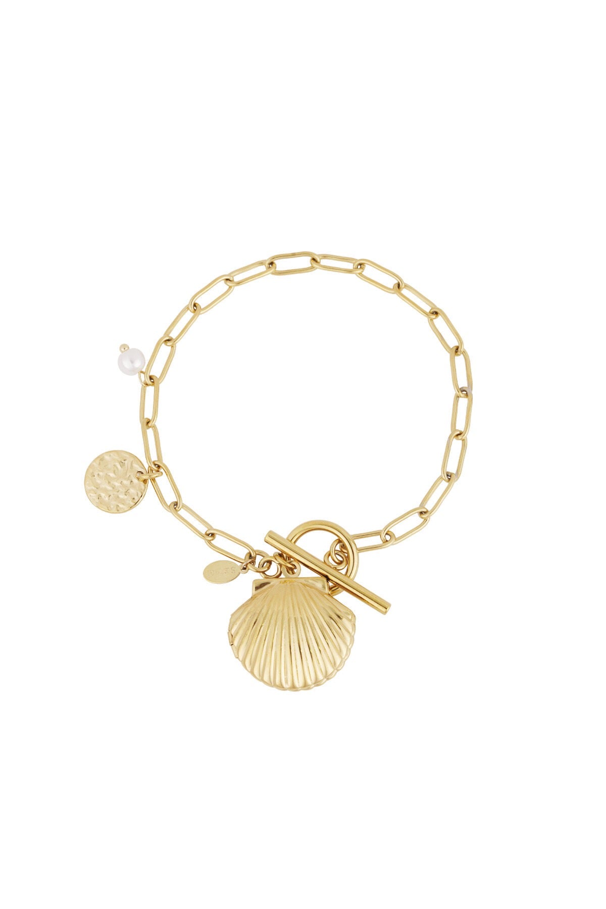 Armband met schelp en bedel -goud