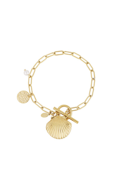 Armband met schelp en bedel -goud