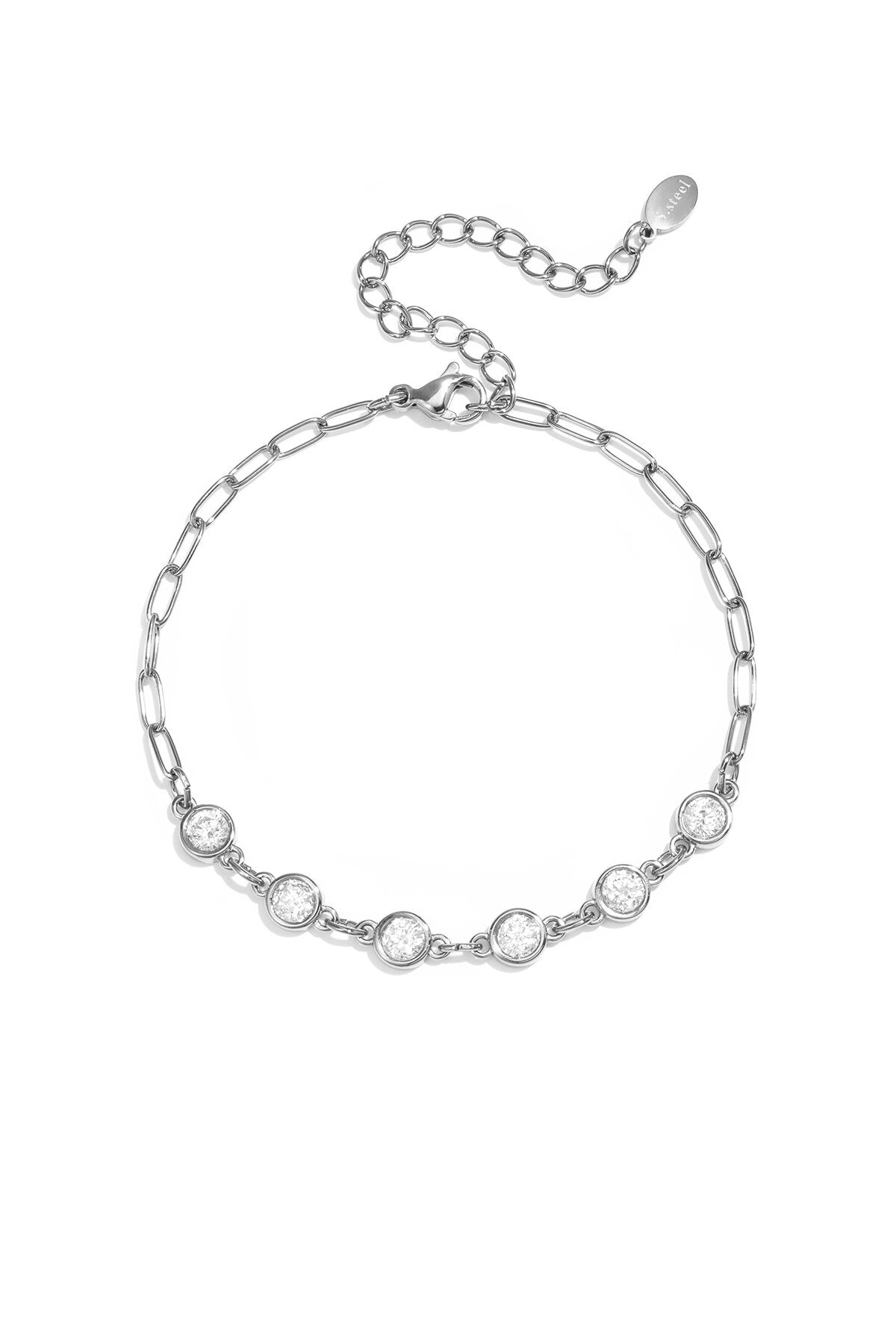Schakelarmband met ronde steentjes