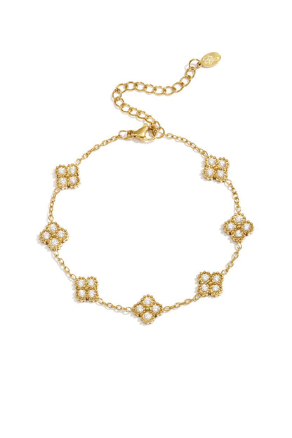 Armband met zirkonia belegde klavers -goud