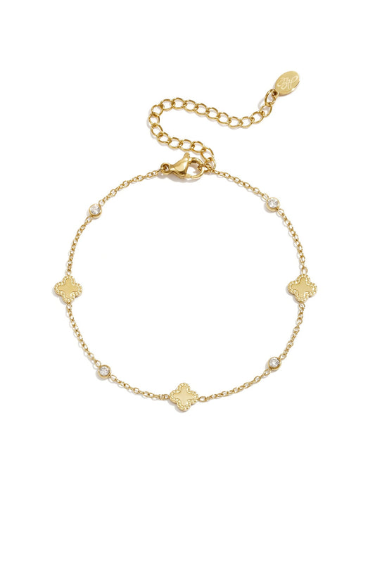 Armband met klavertjes en steentjes -goud