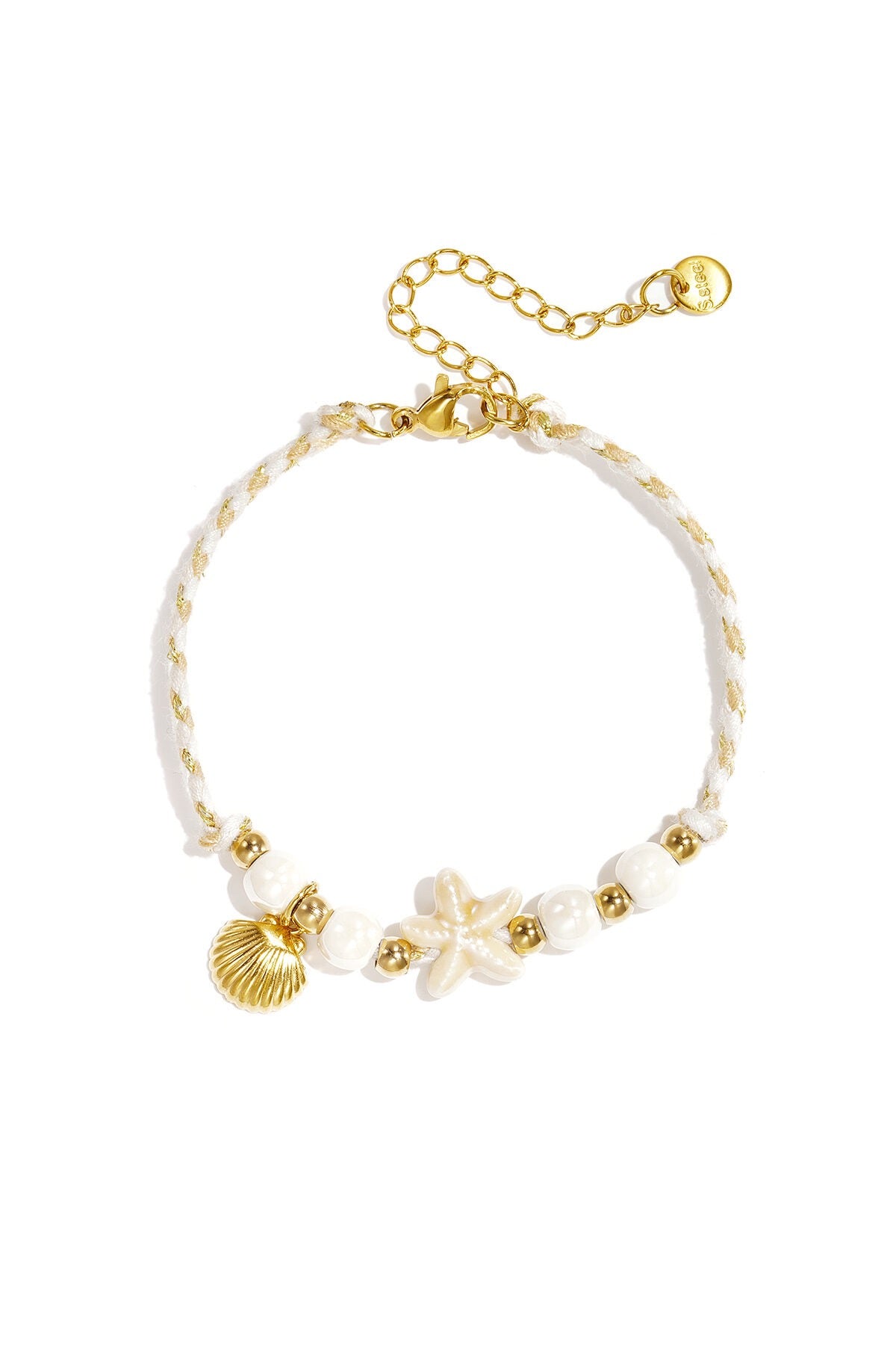 Armband met zeester en schelp -beige