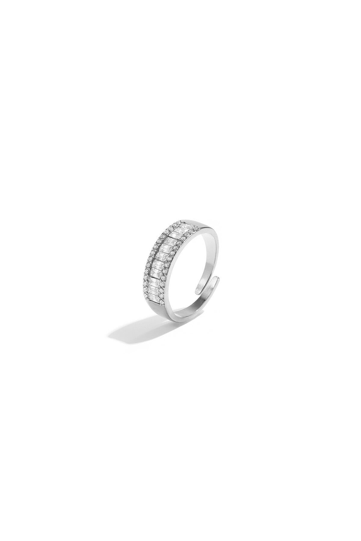 Verstelbare ring met strass -zilver