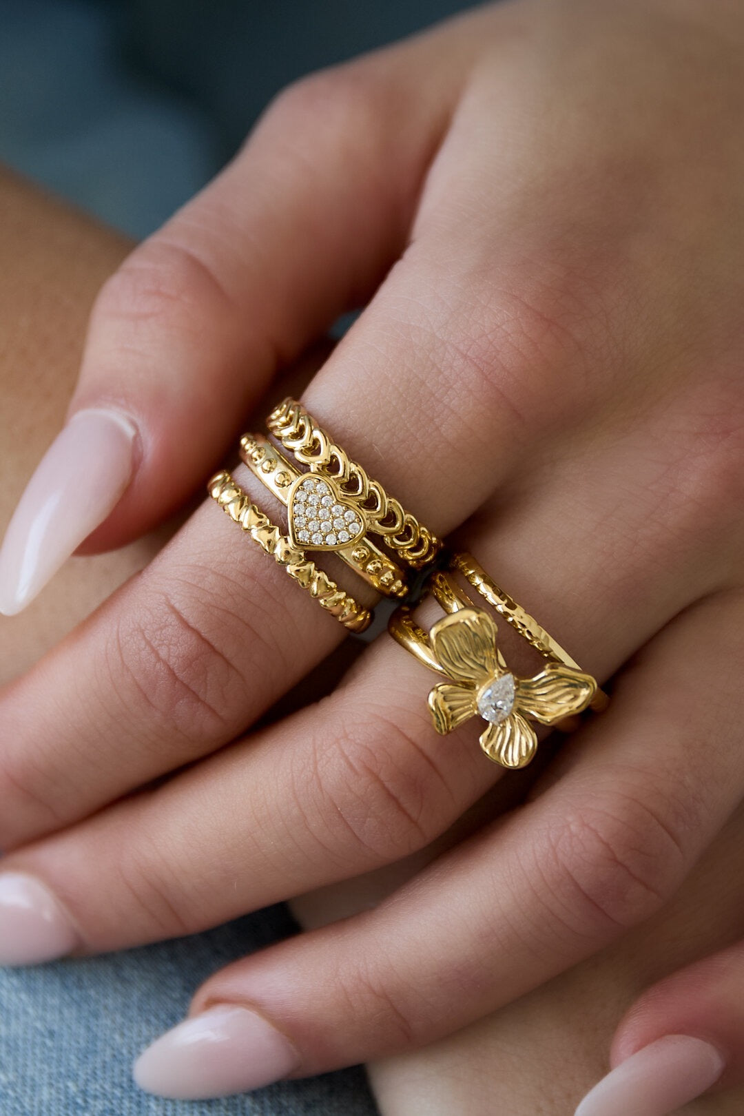 Statement ring met hart -goud