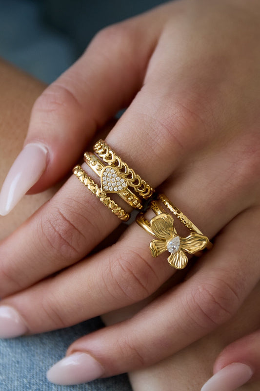 Statement ring met hart -goud