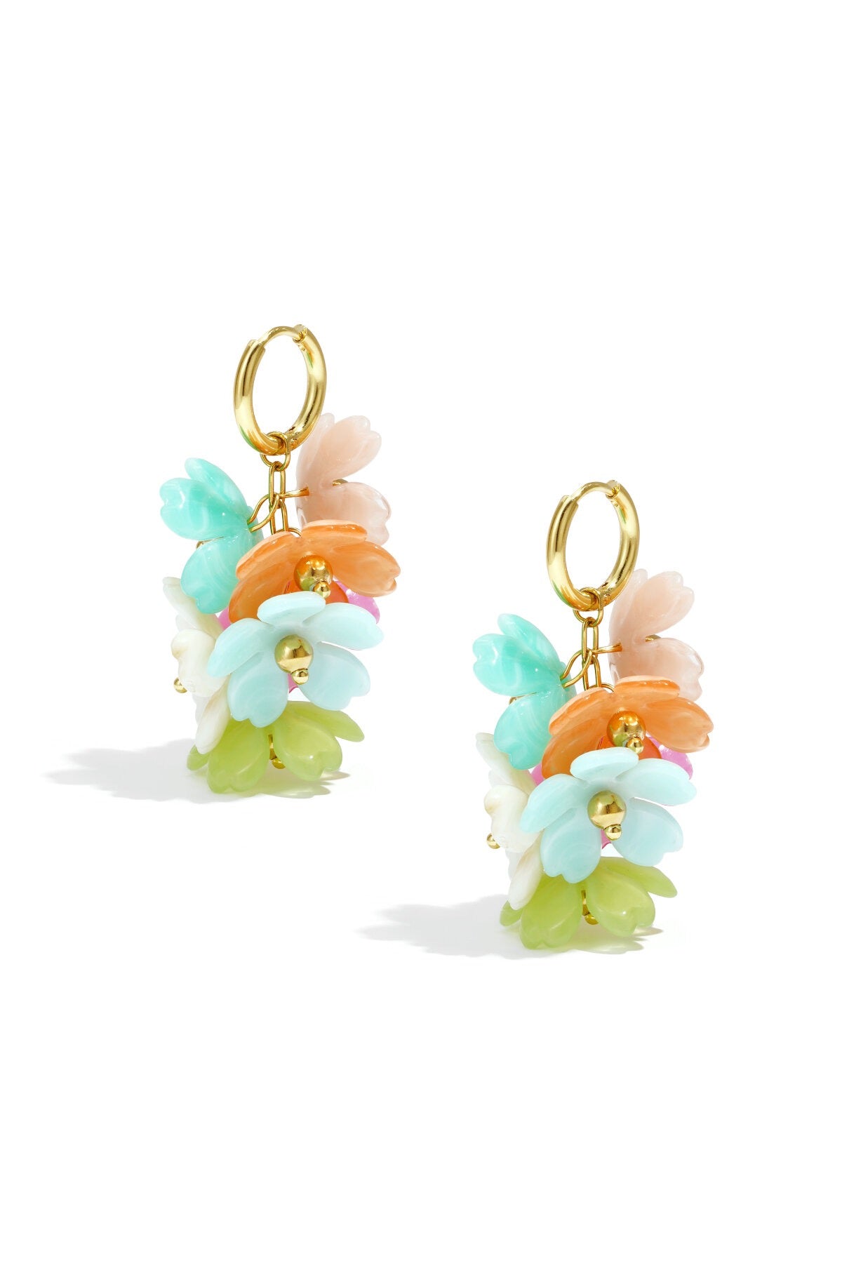Oorbellen met acryl bloemen -gemengde kleuren