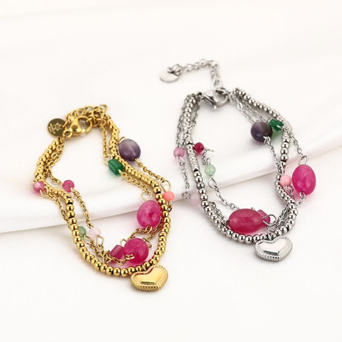 Kralenarmband met hart -goud