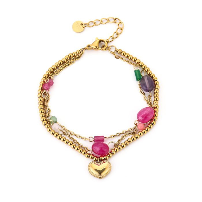 Kralenarmband met hart -goud
