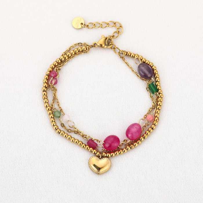 Kralenarmband met hart -goud