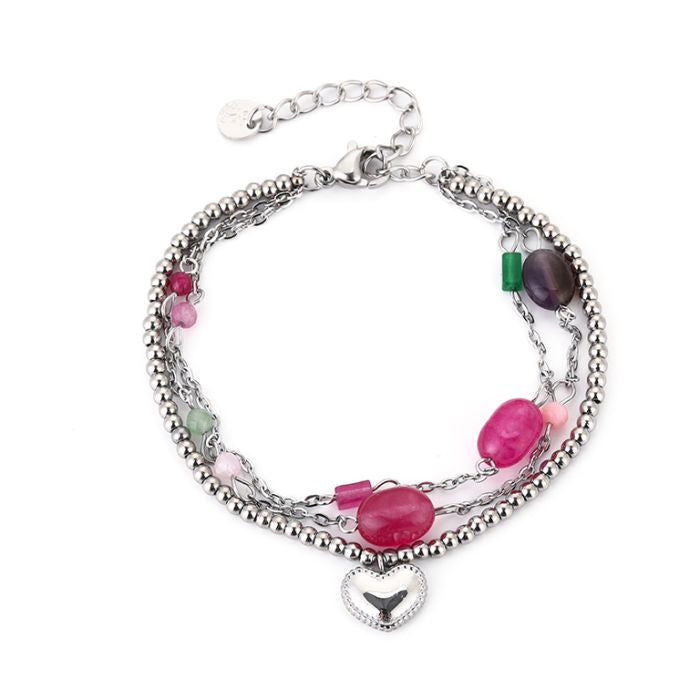 Kralenarmband met hart -zilver