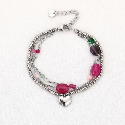 Kralenarmband met hart -zilver