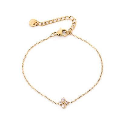 Klavertje armband -goud/orange