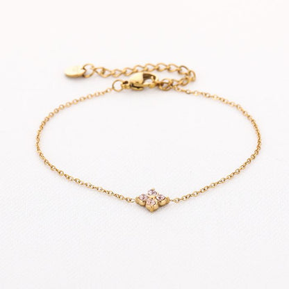 Klavertje armband -goud/orange