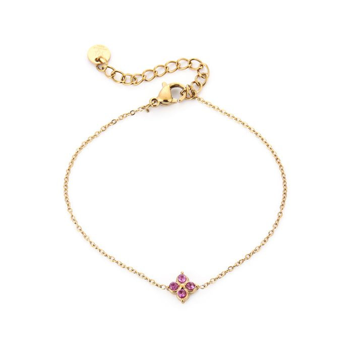 Klavertje armband -goud/roze
