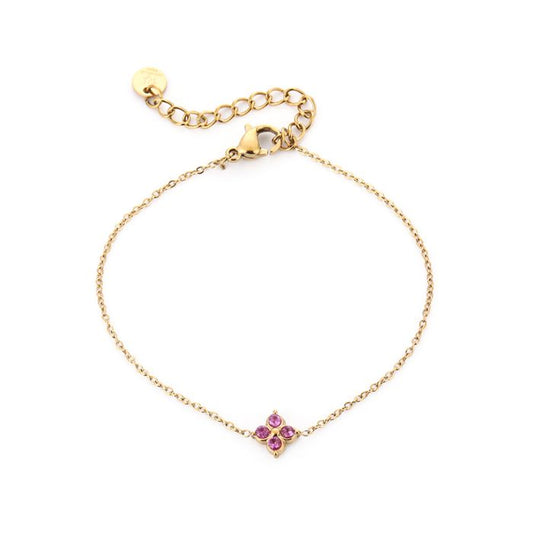 Klavertje armband -goud/roze