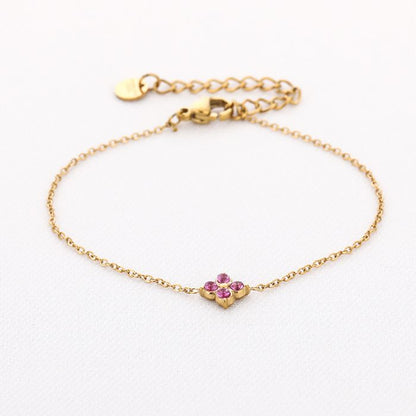 Klavertje armband -goud/roze