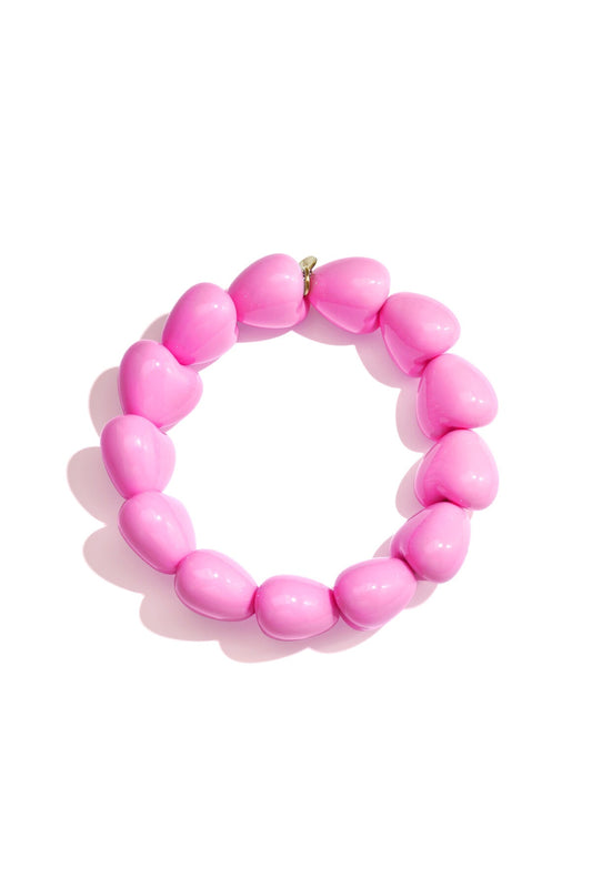 Armband met 13 kleine hartjes -rozerood