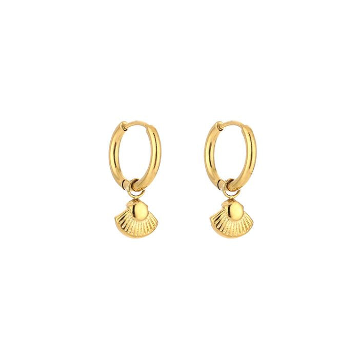 Oorbellen met zeeschelp -goud