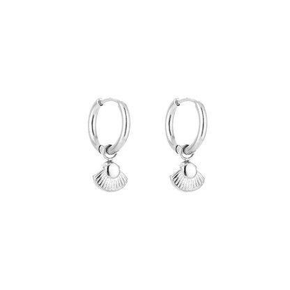 Oorbellen met zeeschelp -zilver