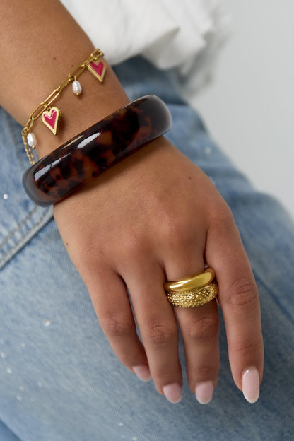 Dubbele ring met structuur - Goud