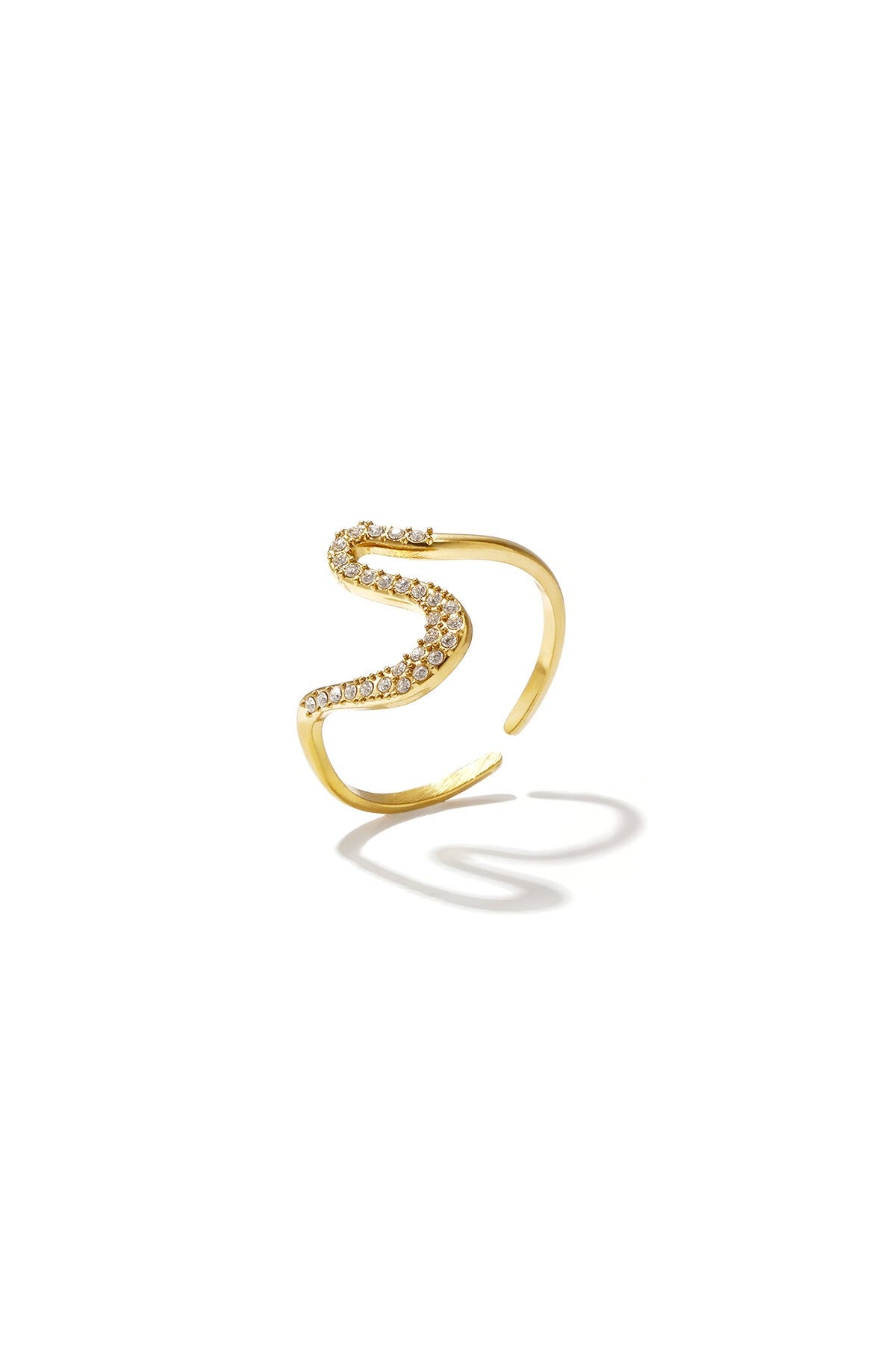 Belegde swoosh ring -goud
